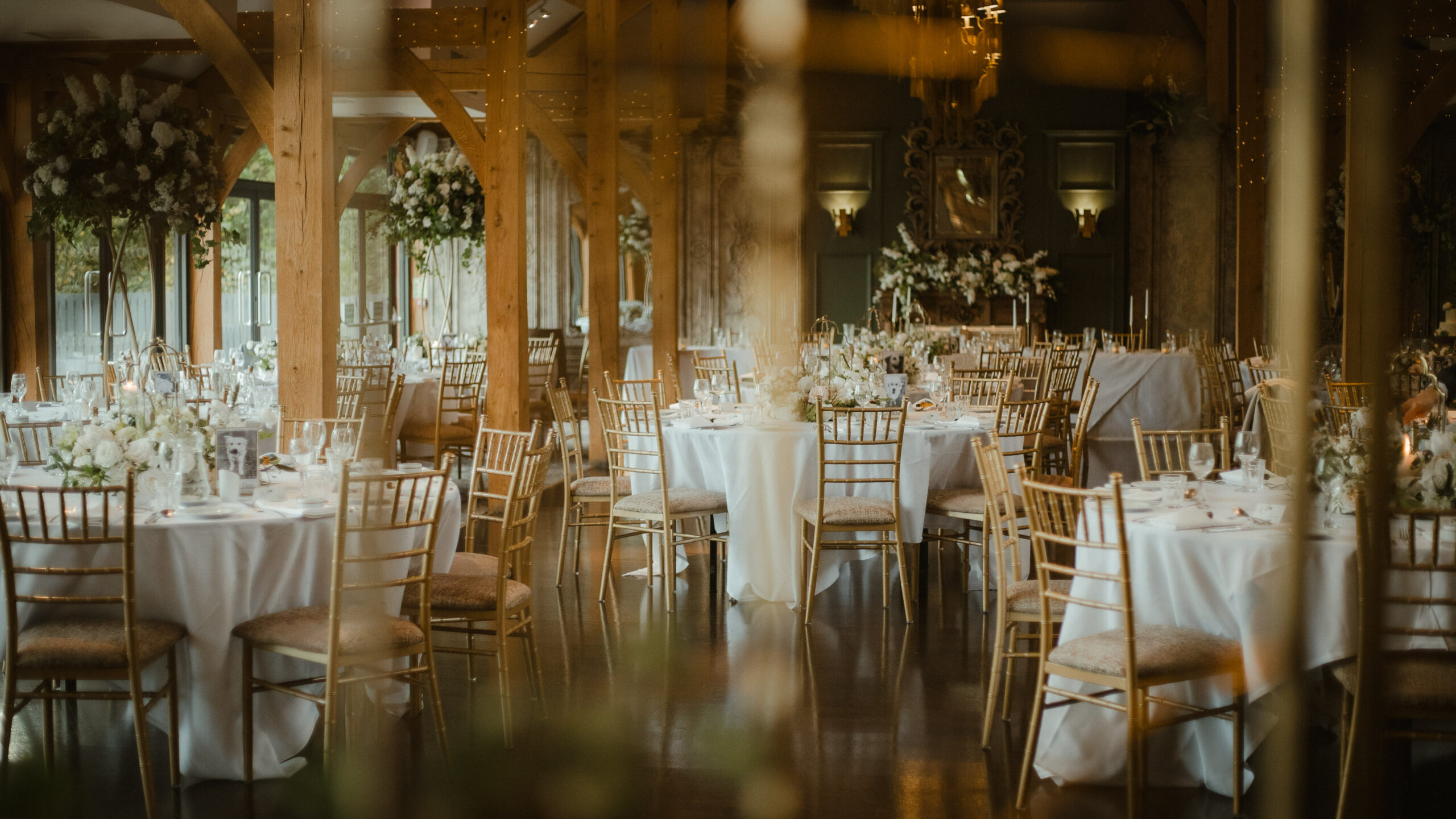The Oak and Glass Pavilion at Enterkine House set for the wedding breakfast